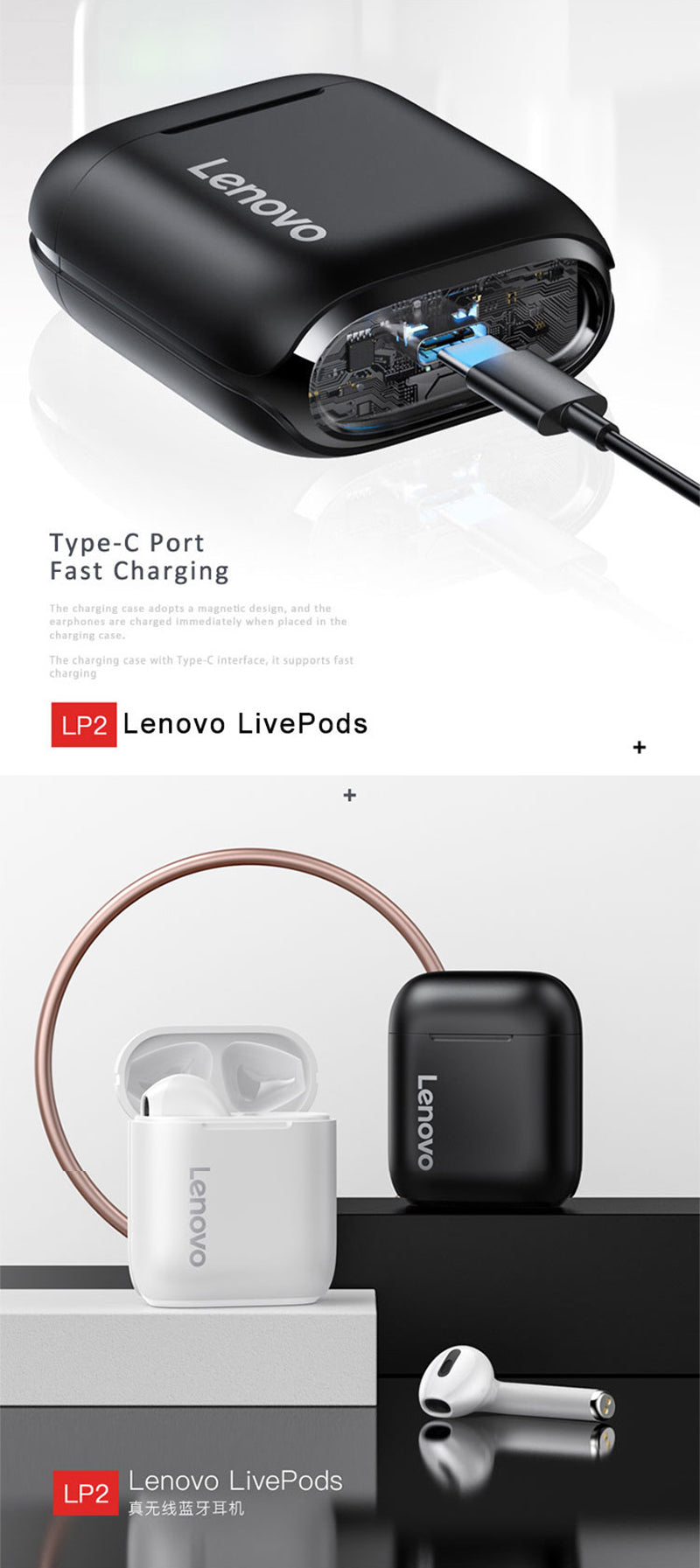 Audífonos Lenovo LP2 Thinkplus NEW
